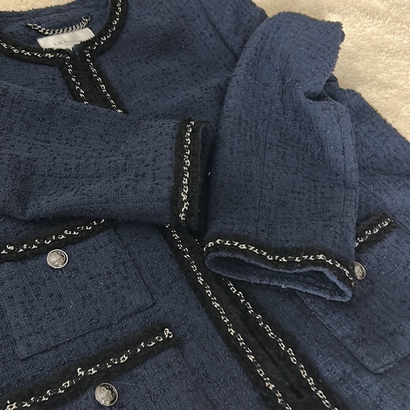 LK Bennett Halyna Navy Tweed Blazer Size 12 - Picture 12 of 14